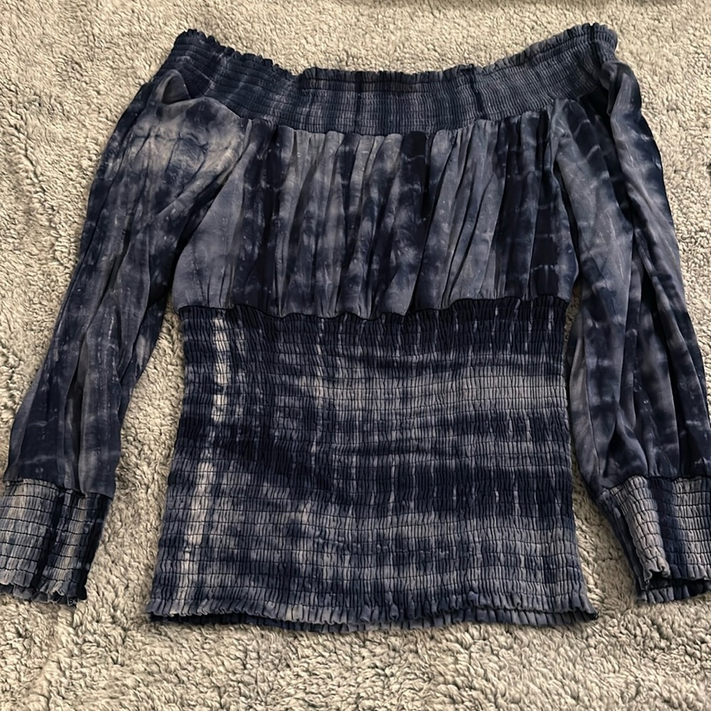 Elegant Off-Shoulder Navy Top